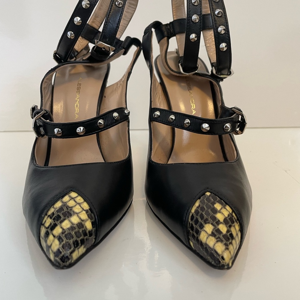 Alessandra Rich studded buckle snakeskin high heels - Picture 2 of 8